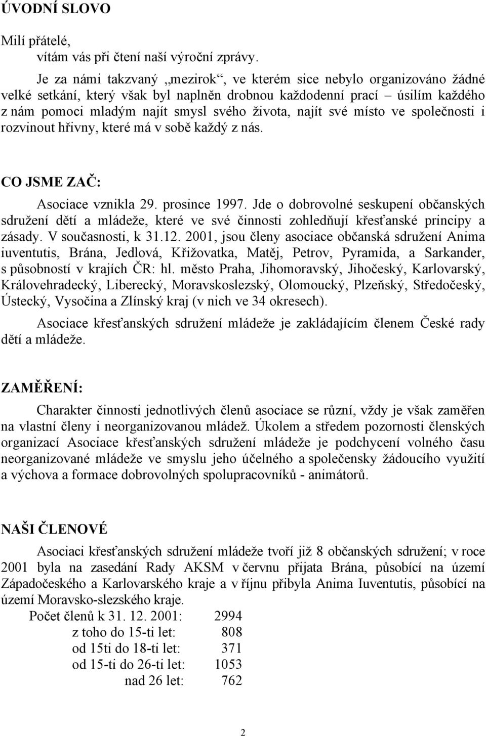 své místo ve společnosti i rozvinout hřivny, které má v sobě každý z nás. CO JSME ZAČ: Asociace vznikla 29. prosince 1997.