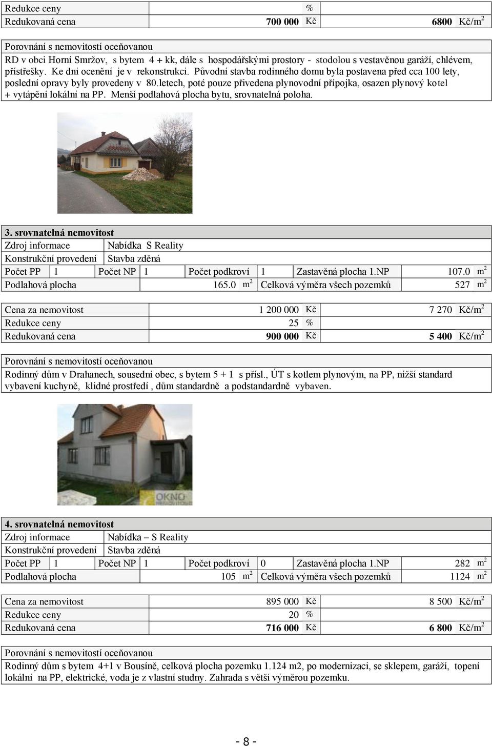 letech, poté pouze přivedena plynovodní přípojka, osazen plynový kotel + vytápění lokální na PP. Menší podlahová plocha bytu, srovnatelná poloha. 3.