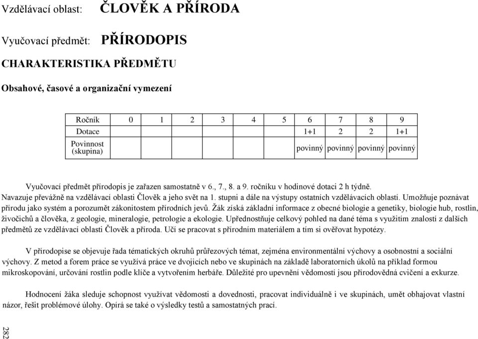 Navazuje převážně na vzdělávací oblasti Člověk a jeho svět na 1. stupni a dále na výstupy ostatních vzdělávacích oblastí.