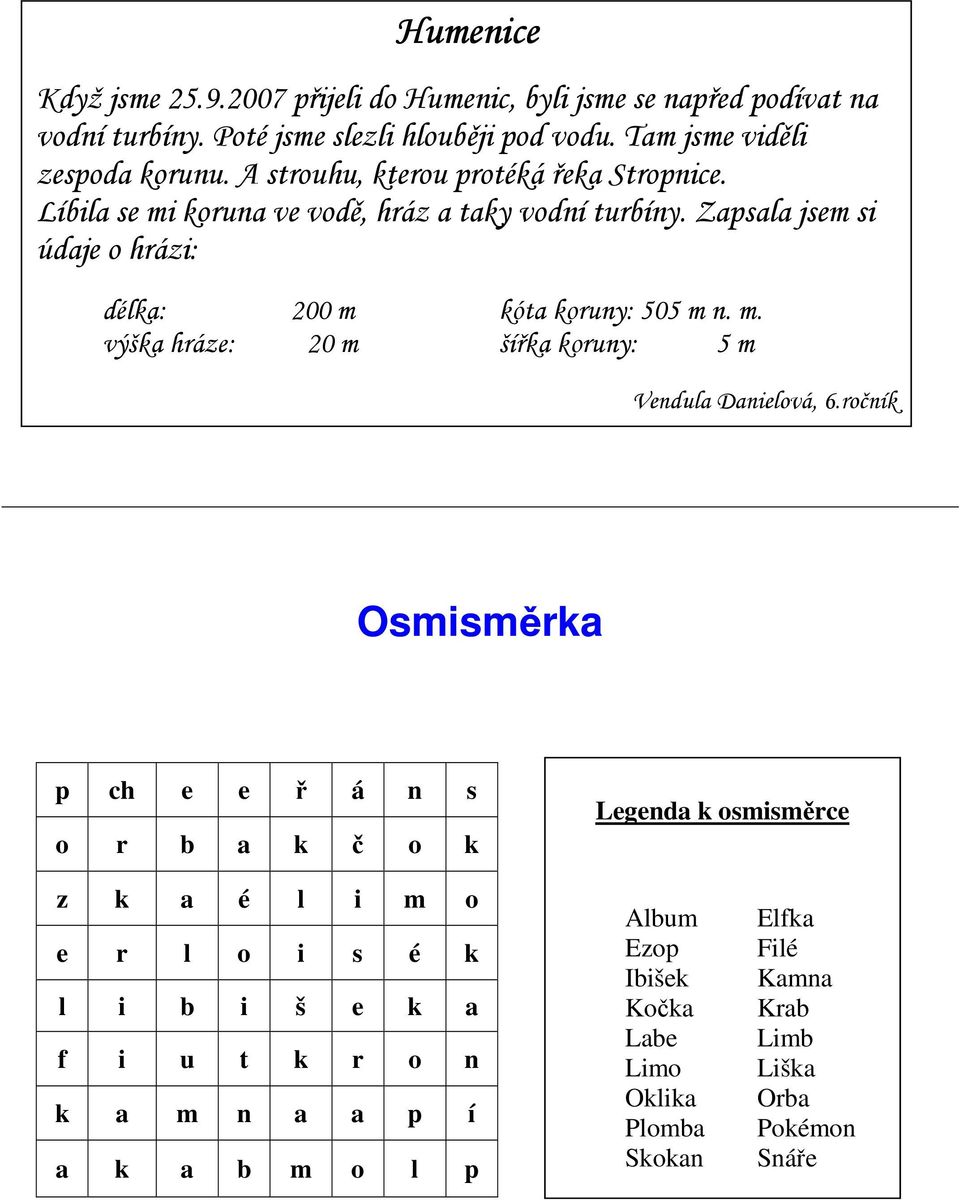 ročník Osmisměrka p ch e e ř á n s o r b a k č o k Legenda k osmisměrce z k a é l i m o e r l o i s é k l i b i š e k a f i u t k r o n k a m n a a p í a k a b m o l