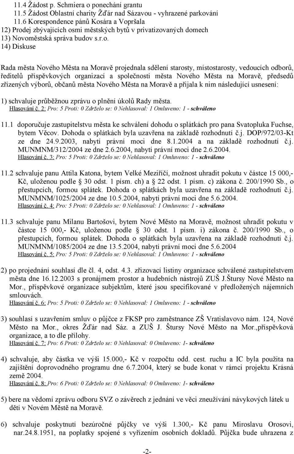 sdělení starosty, místostarosty, vedoucích odborů, ředitelů příspěvkových organizací a společností města Nového Města na Moravě, předsedů zřízených výborů, občanů města Nového Města na Moravě a