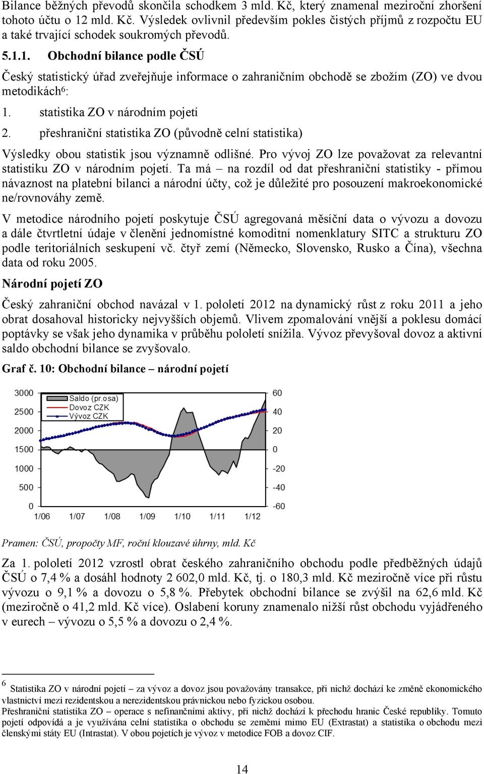 přeshraniční statistika ZO (původně celní statistika) Výsledky obou statistik jsou významně odlišné. Pro vývoj ZO lze považovat za relevantní statistiku ZO v národním pojetí.