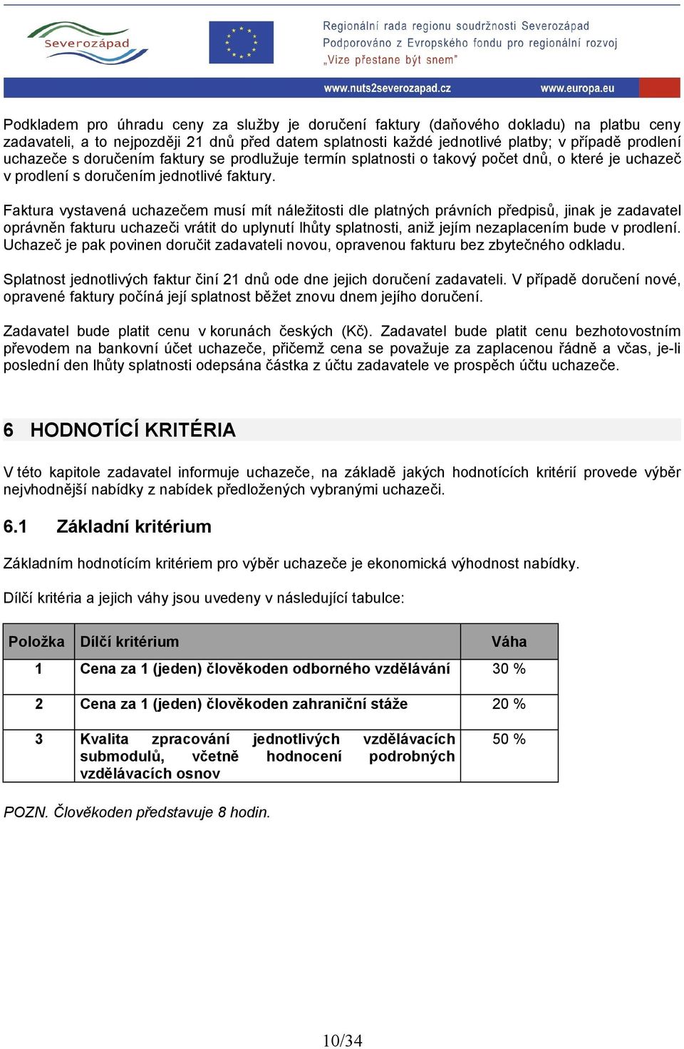 Faktura vystavená uchazečem musí mít náležitosti dle platných právních předpisů, jinak je zadavatel oprávněn fakturu uchazeči vrátit do uplynutí lhůty splatnosti, aniž jejím nezaplacením bude v