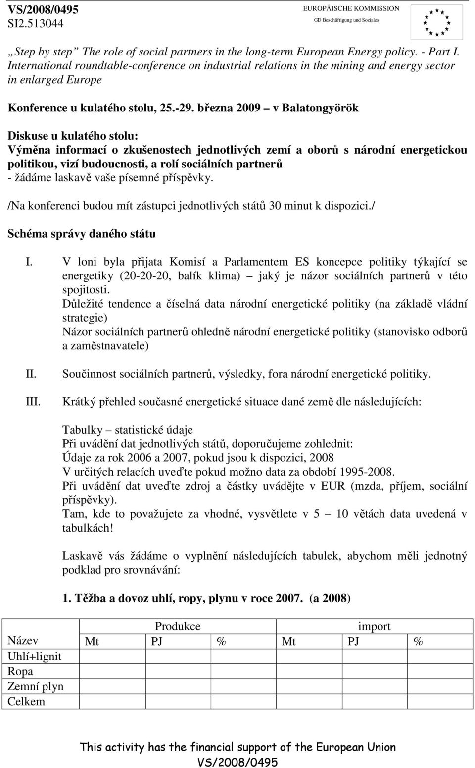 laskavě vaše písemné příspěvky. /Na konferenci budou mít zástupci jednotlivých států 30 minut k dispozici./ Schéma správy daného státu I.