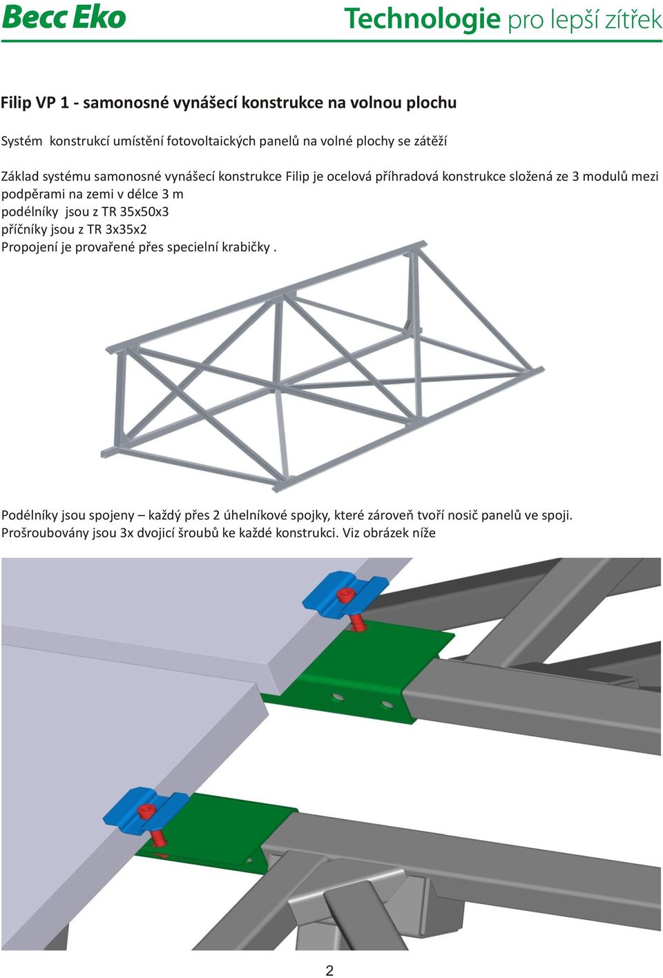 m podélníky jsou z TR 35x50x3 příčníky jsou z TR 3x35x2 Propojení je provařené přes specielní krabičky.