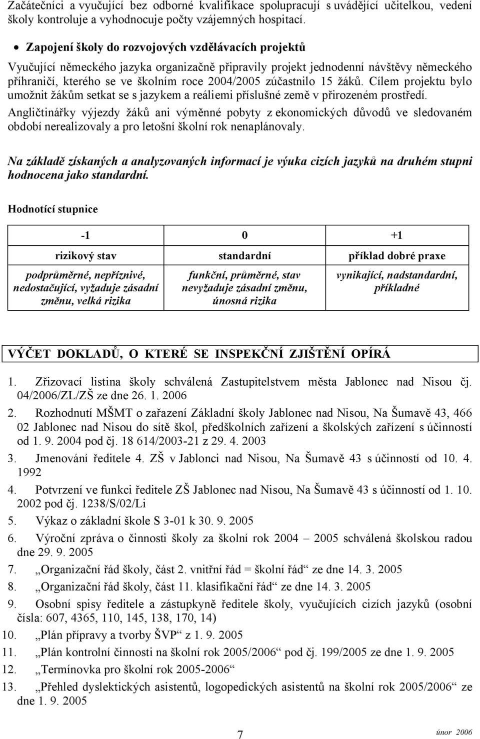 15 žáků. Cílem projektu bylo umožnit žákům setkat se s jazykem a reáliemi příslušné země v přirozeném prostředí.