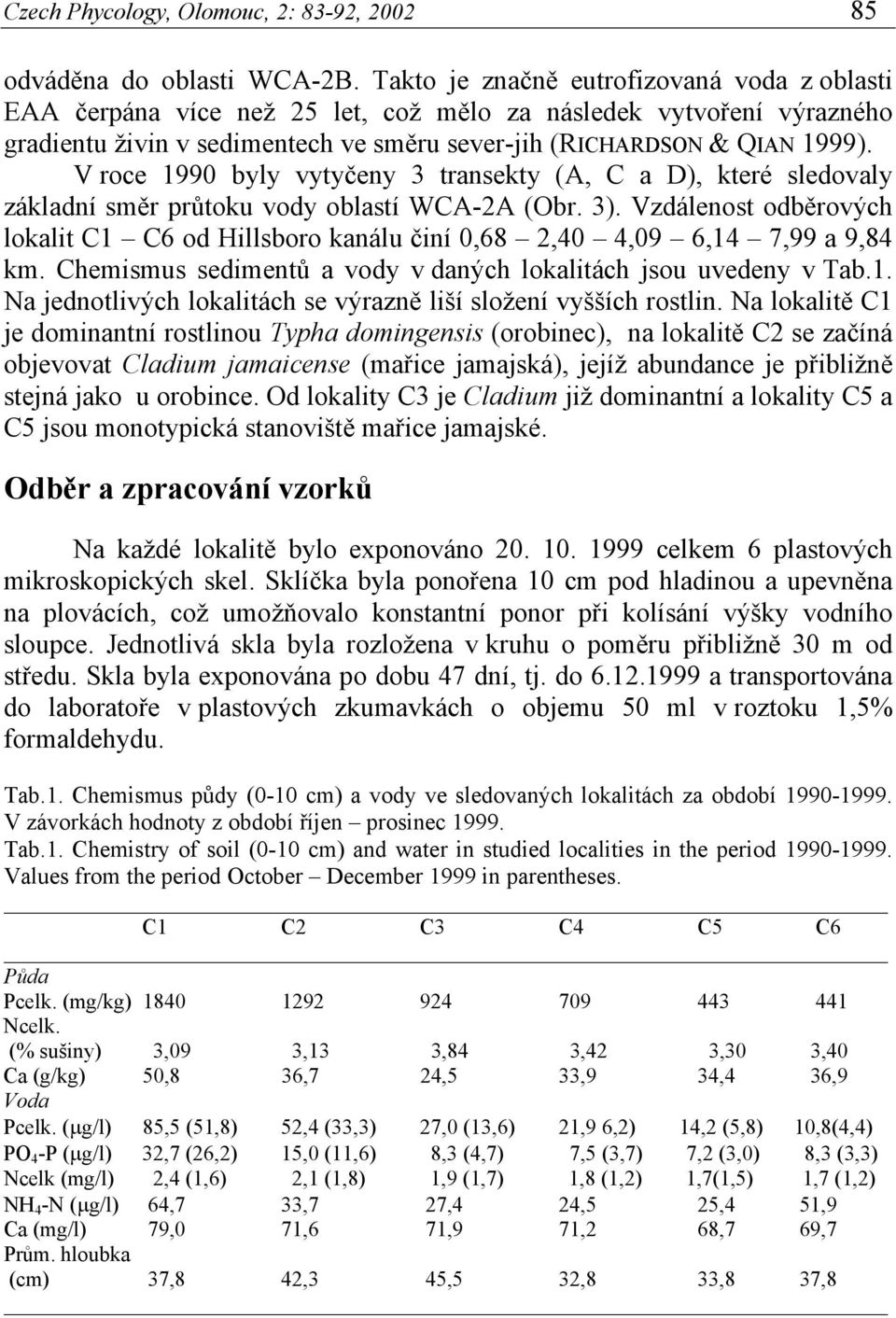 V roce 1990 byly vytyčeny 3 transekty (A, C a D), které sledovaly základní směr průtoku vody oblastí WCA-2A (Obr. 3).