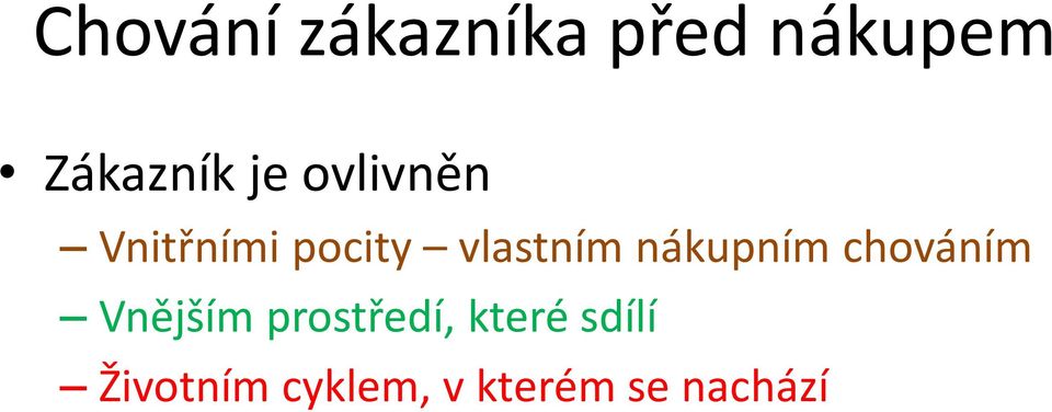 nákupním chováním Vnějším prostředí,