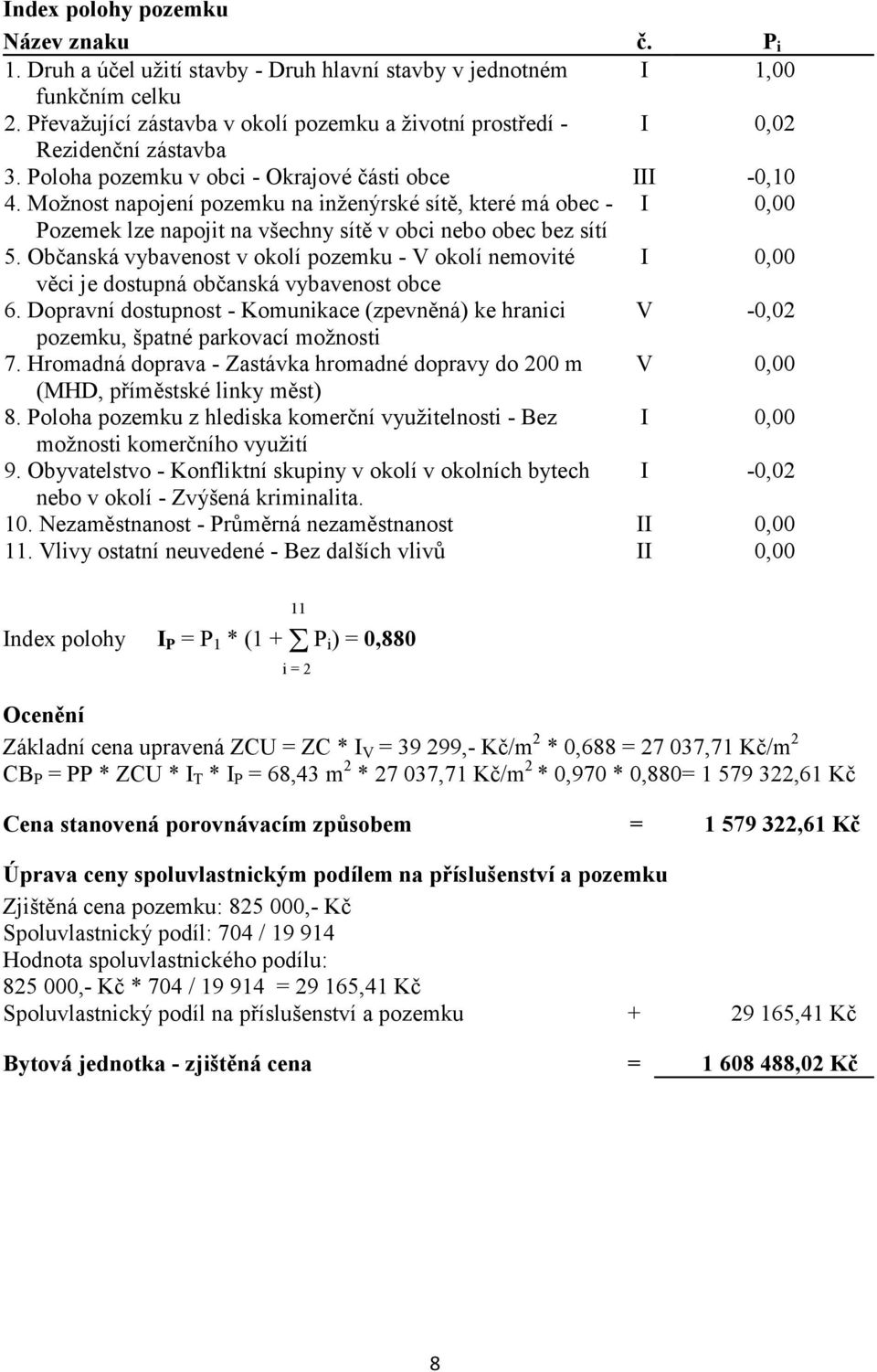 Možnost napojení pozemku na inženýrské sítě, které má obec - I 0,00 Pozemek lze napojit na všechny sítě v obci nebo obec bez sítí 5.