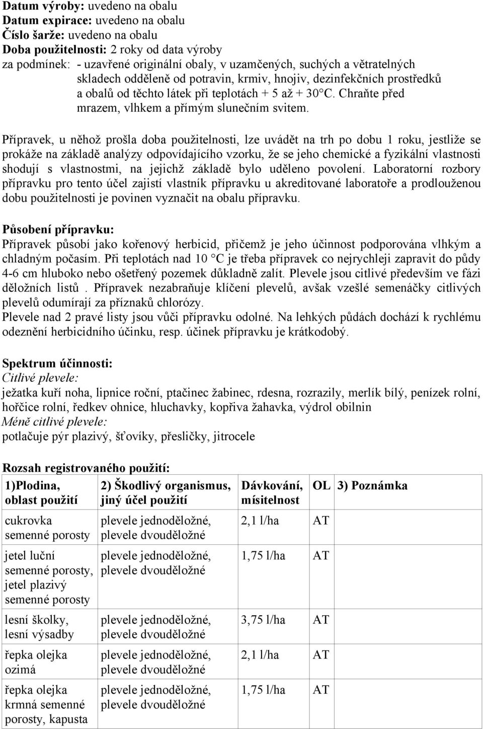 Přípravek, u něhož prošla doba použitelnosti, lze uvádět na trh po dobu 1 roku, jestliže se prokáže na základě analýzy odpovídajícího vzorku, že se jeho chemické a fyzikální vlastnosti shodují s
