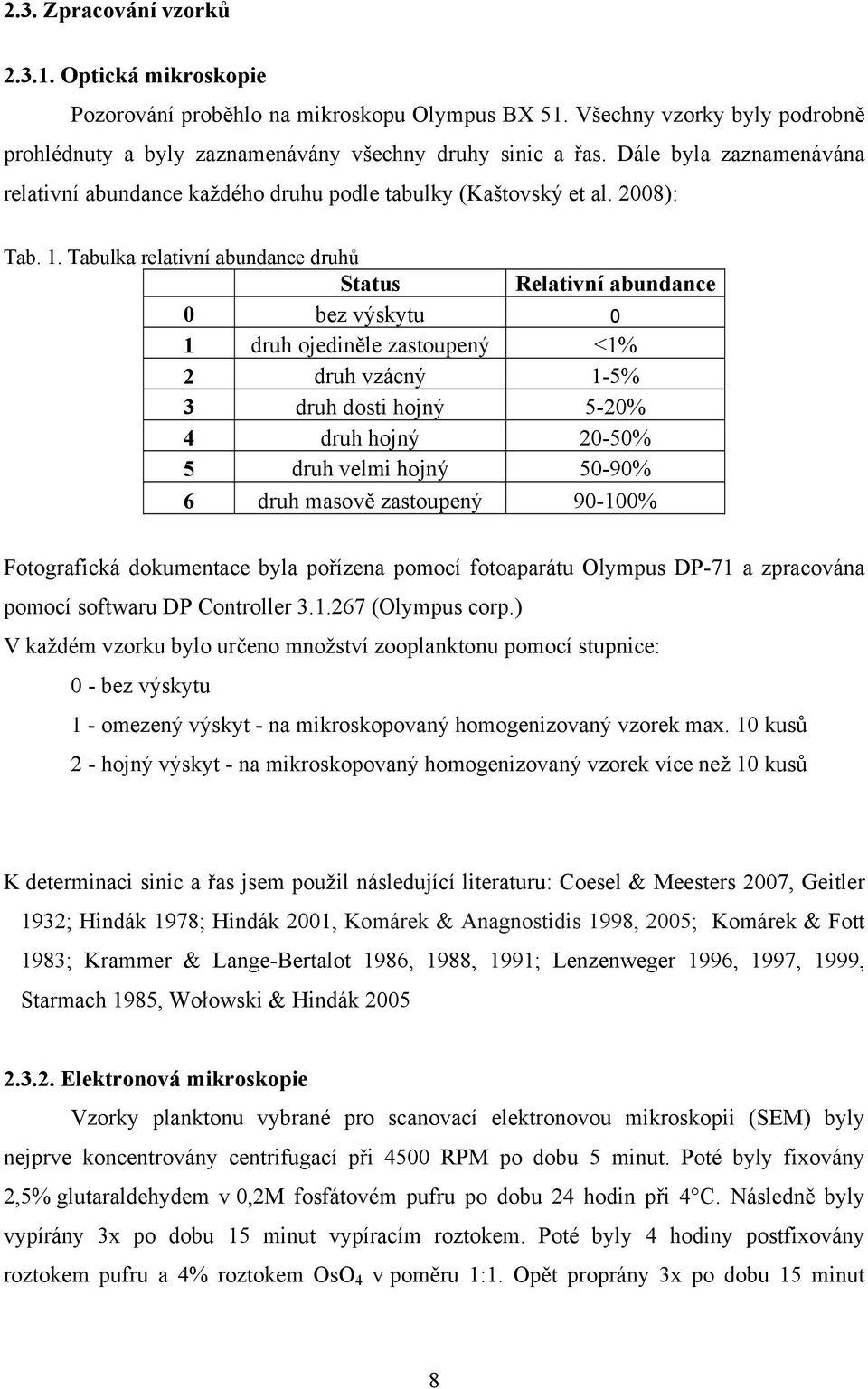 Tabulka relativní abundance druhů Status Relativní abundance 0 bez výskytu 0 1 druh ojediněle zastoupený <1% 2 druh vzácný 1-5% 3 druh dosti hojný 5-20% 4 druh hojný 20-50% 5 druh velmi hojný 50-90%