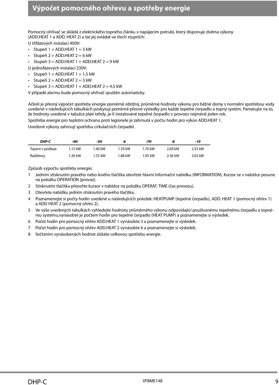 HT 1 = 1,5 kw Stupeň 2 =.HT 2 = 3 kw Stupeň 3 =.HT 1 +.HT 2 = 4,5 kw V případě alarmu bude pomocný ohřívač spuštěn automaticky.