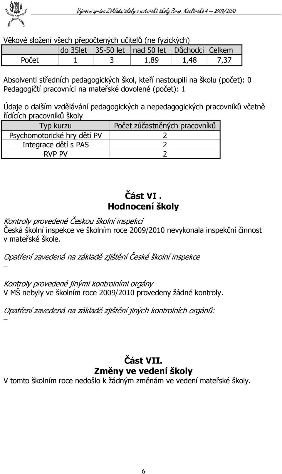 pracovníků Psychomotorické hry dětí PV 2 Integrace dětí s PAS 2 RVP PV 2 Část VI.