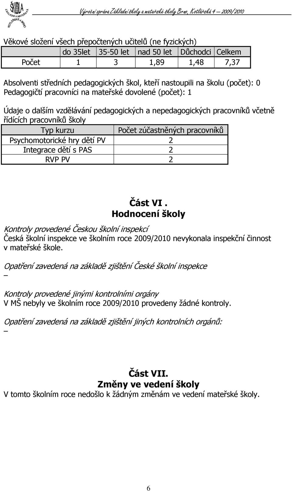 pracovníků Psychomotorické hry dětí PV 2 Integrace dětí s PAS 2 RVP PV 2 Část VI.