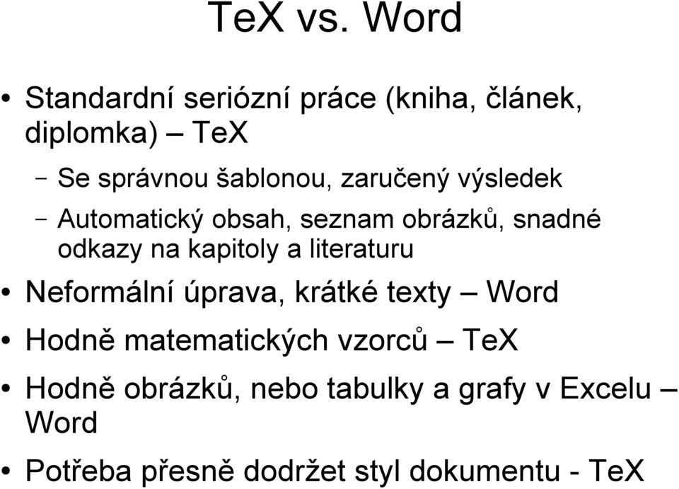 zaručený výsledek Automatický obsah, seznam obrázků, snadné odkazy na kapitoly a