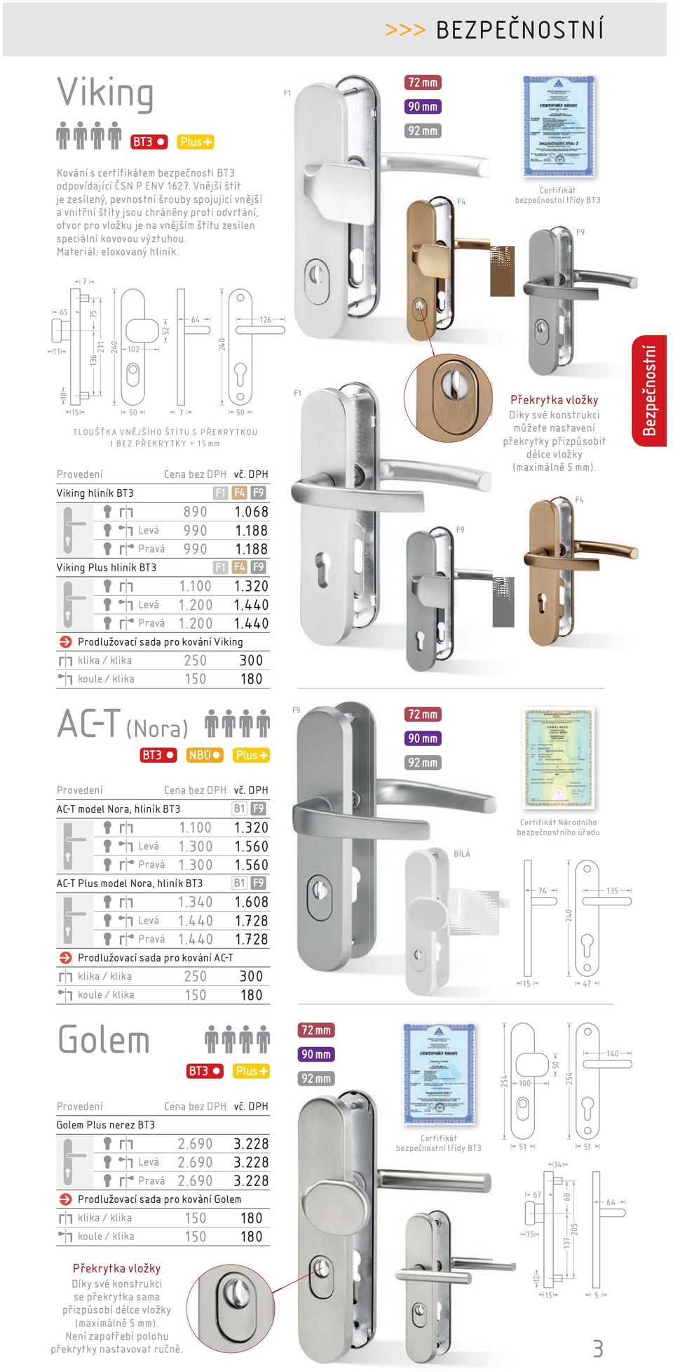 bezpečnostní třídy BT3 7 11 65 10 15 136 75 211 240 102 50 52 Viking hliník BT3 90 1.06 Leá 990 1.1 Praá 990 1.1 Viking Plus hliník BT3 1.100 1.320 Leá 1.200 1.