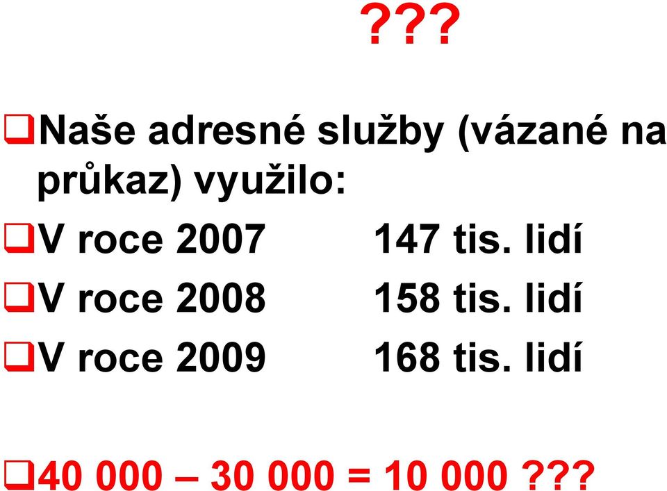 2008 V roce 2009 147 tis. lidí 158 tis.