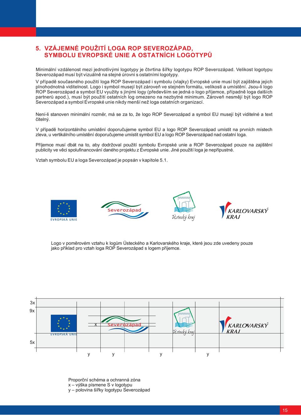 V pøípadì souèasného použití loga ROP Severozápad i symbolu (vlajky) Evropské unie musí být zajištìna jejich plnohodnotná viditelnost.