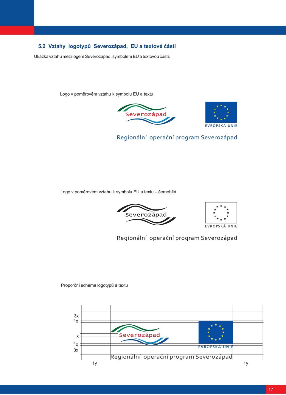 Logo v pomìrovém vztahu k symbolu EU a textu Regionální operaèní program