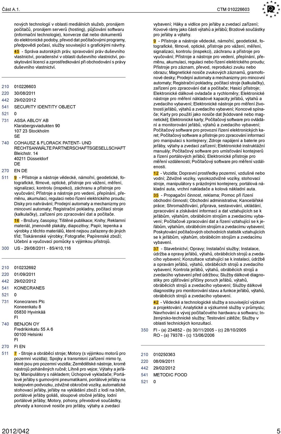 podoby, převod dat počítačovými programy, předpovědi počasí, služby související s grafickými návrhy.