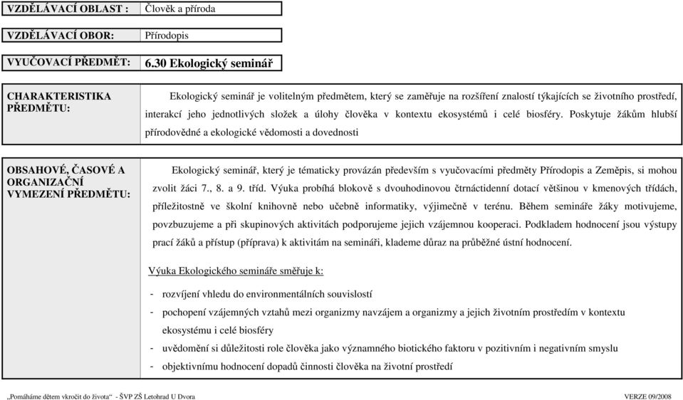 složek a úlohy člověka v kontextu ekosystémů i celé biosféry.