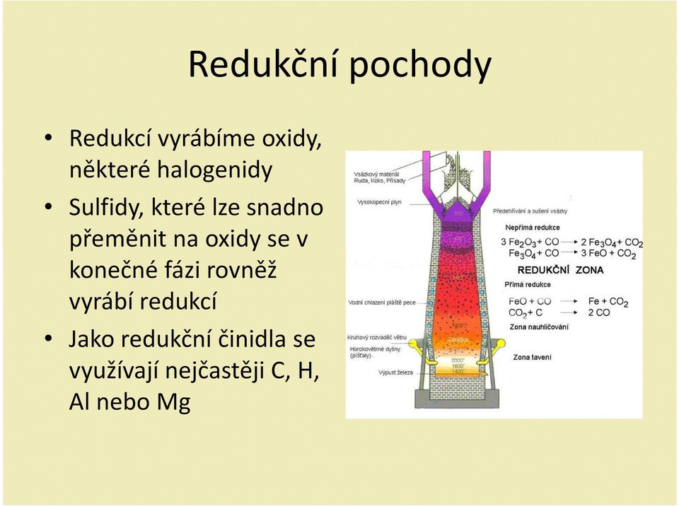 oxidy se v konečné fázi rovněž vyrábí redukcí Jako