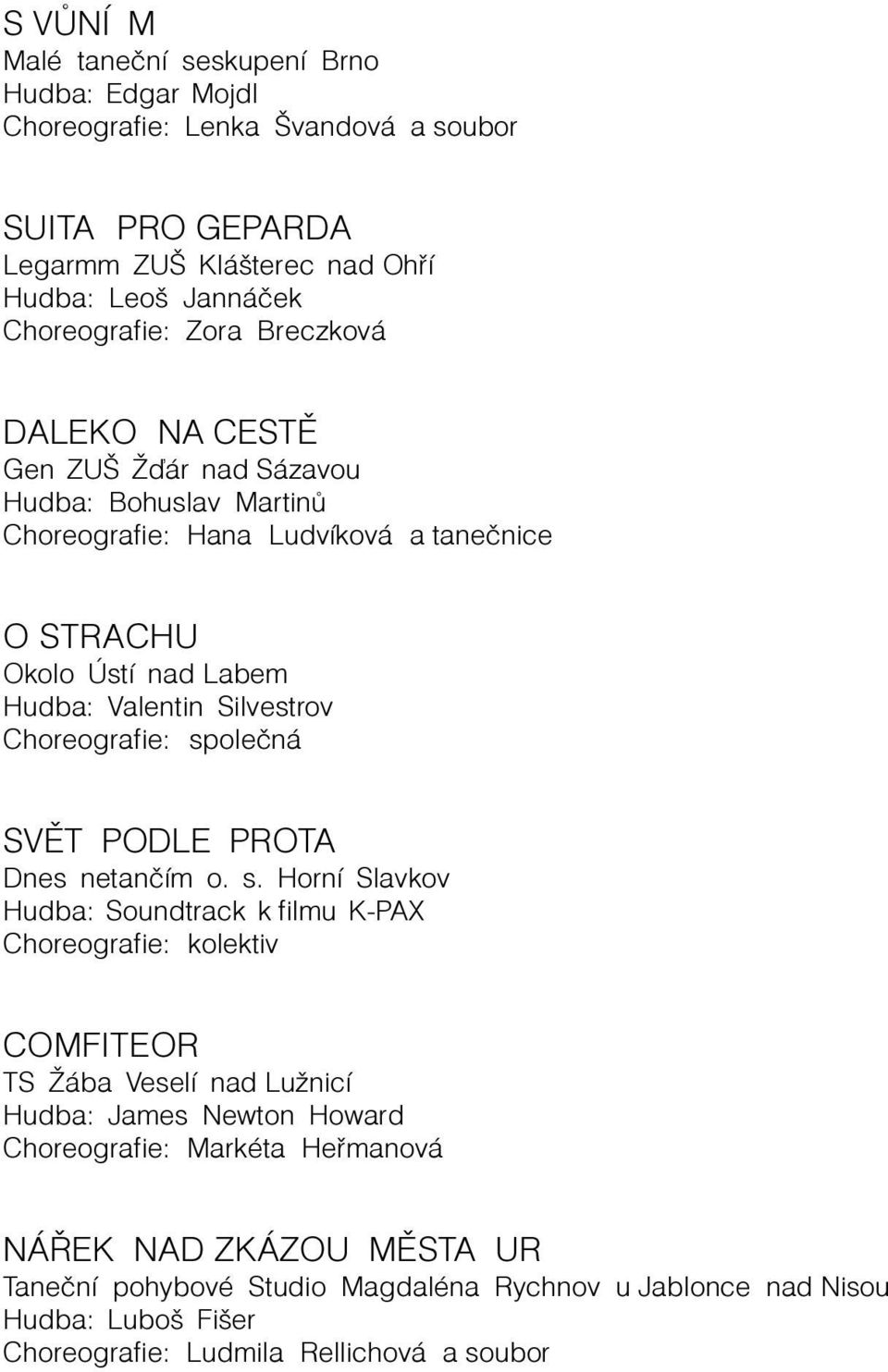 Choreografie: sp