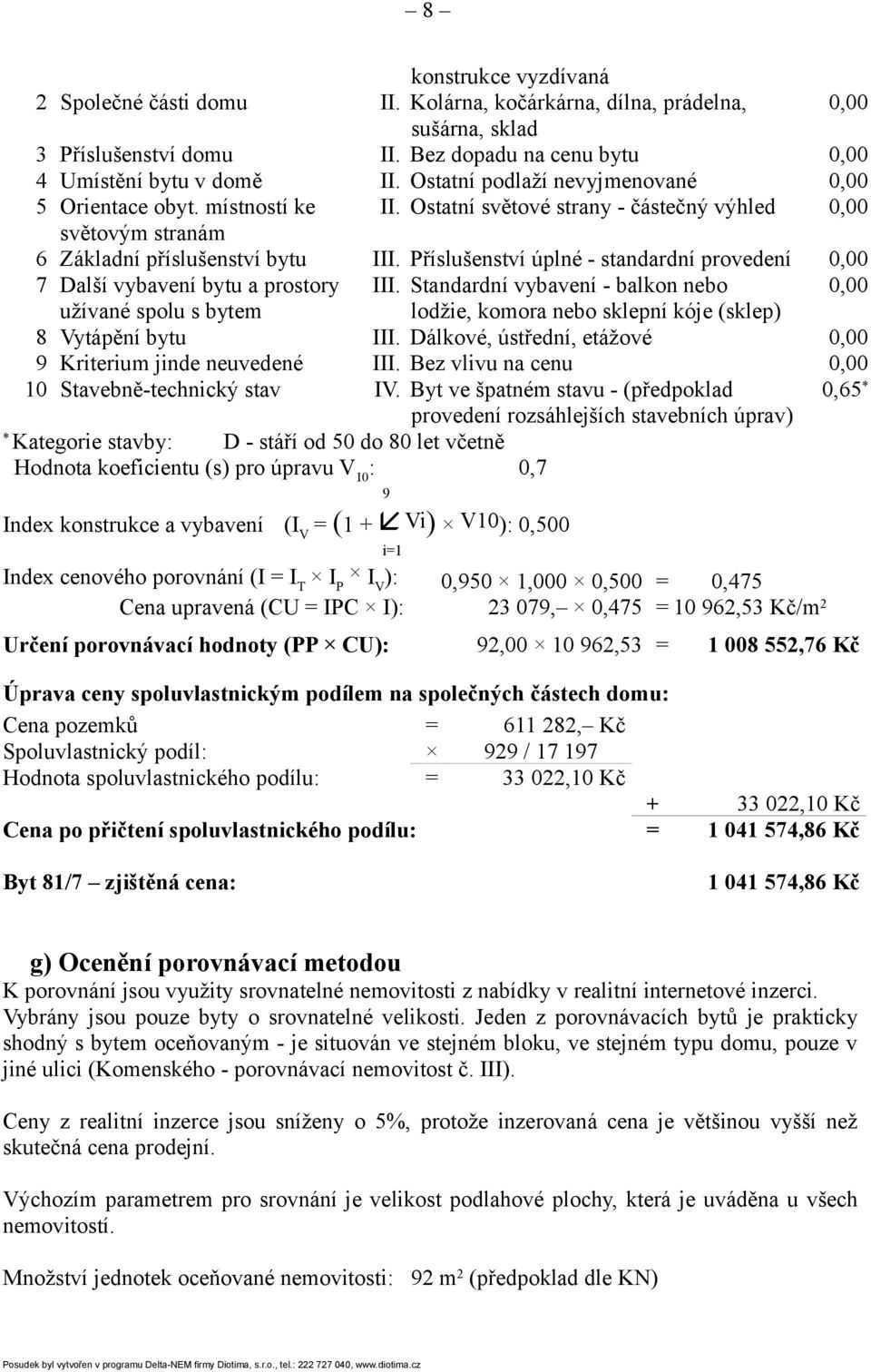 Příslušenství úplné - standardní provedení 0,00 7 Další vybavení bytu a prostory III.