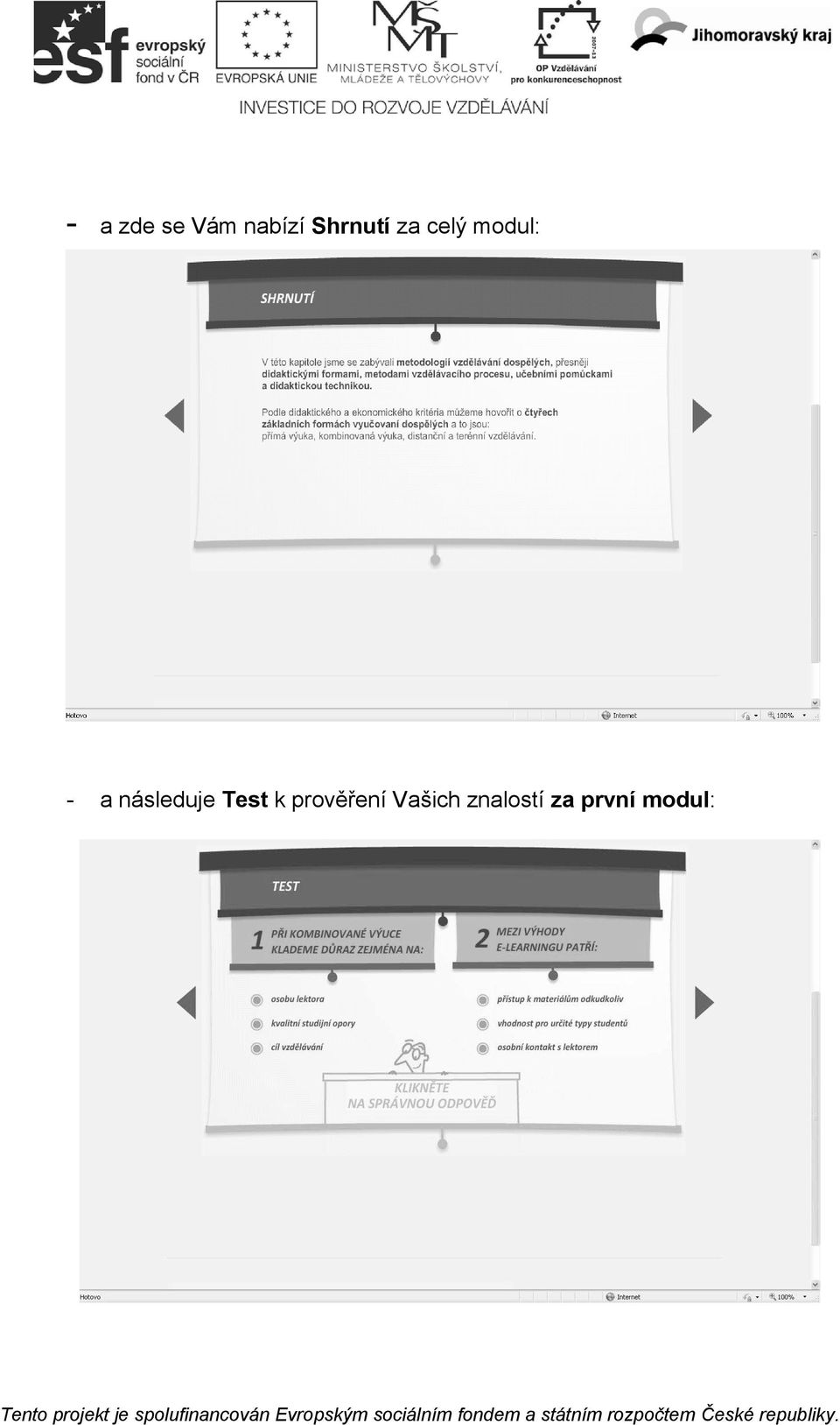 následuje Test k prověření