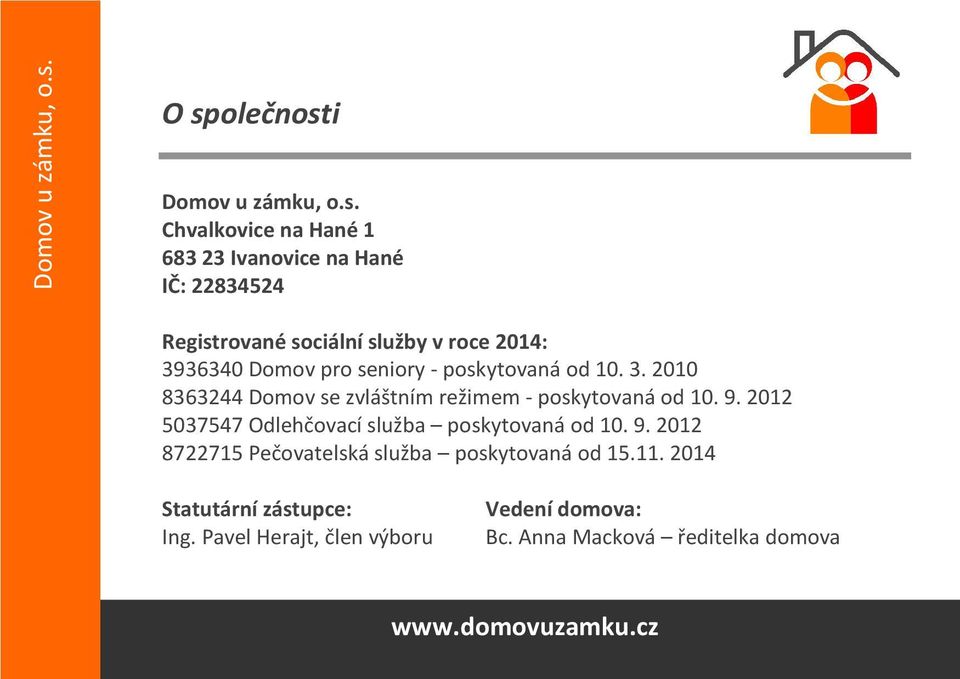 9. 2012 5037547 Odlehčovací služba poskytovaná od 10. 9. 2012 8722715 Pečovatelská služba poskytovaná od 15.11.