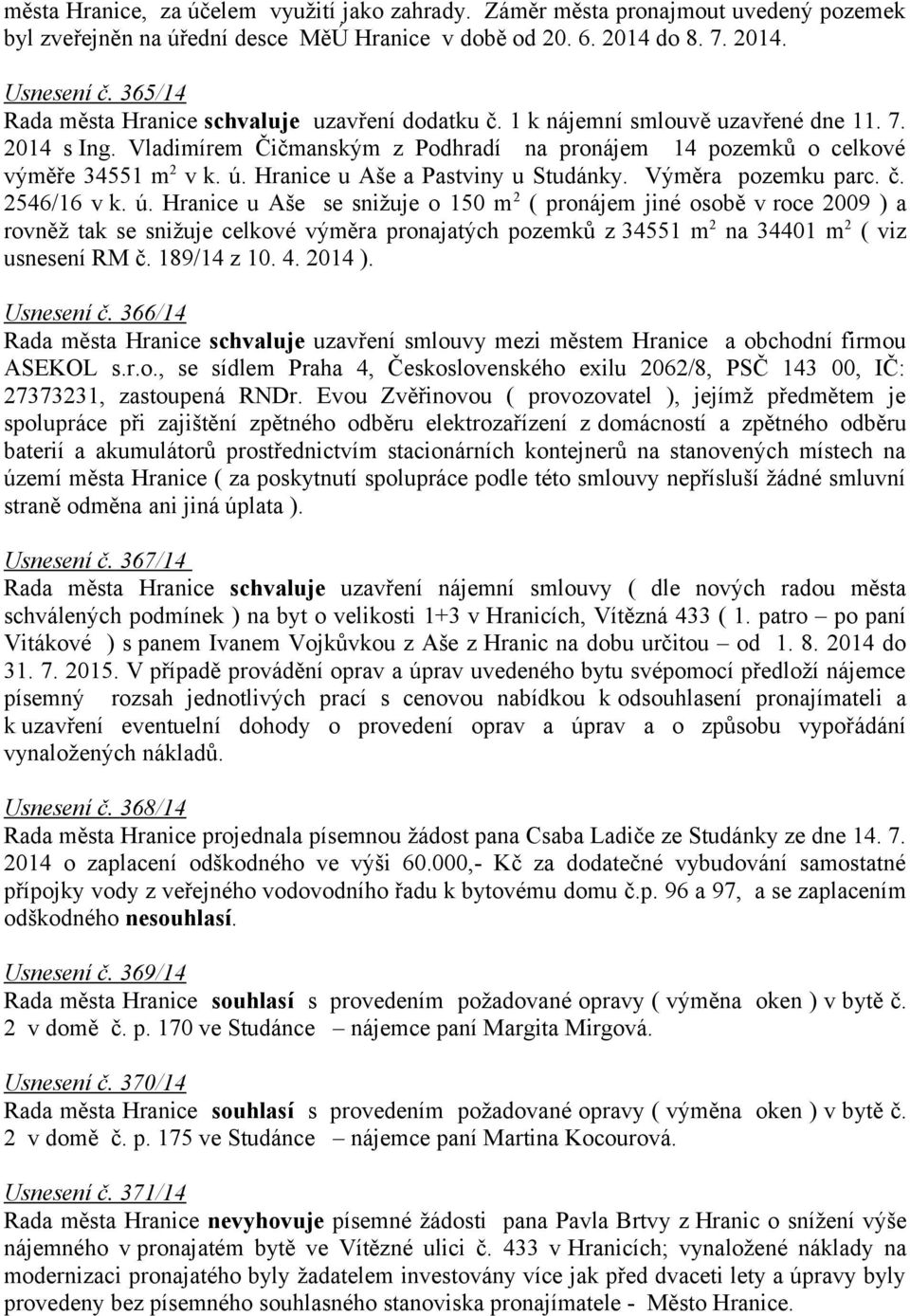 Hranice u Aše a Pastviny u Studánky. Výměra pozemku parc. č. 2546/16 v k. ú.