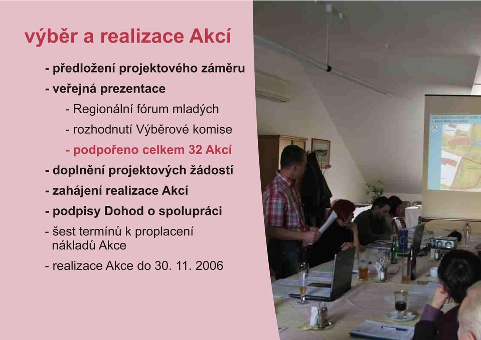 Akcí - doplnìní projektových žádostí - zahájení realizace Akcí - podpisy Dohod