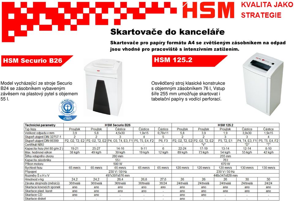 Model vycházející ze stroje Securio B24 se zásobníkem vybaveným závěsem na plastový pytel s