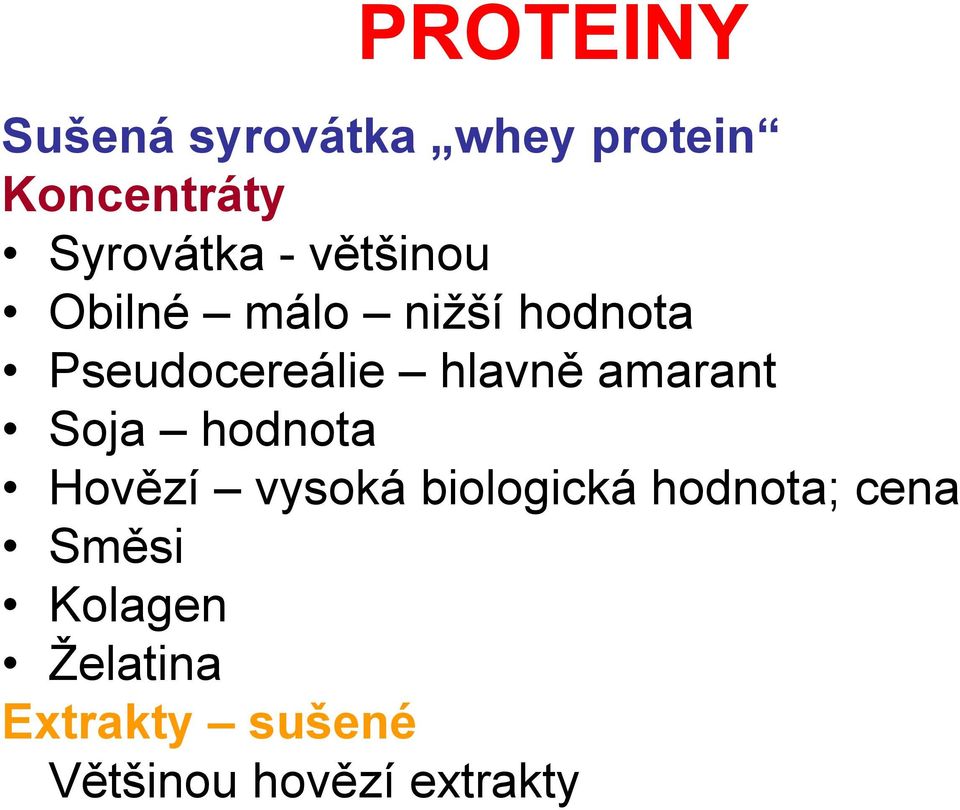 amarant Soja hodnota Hovězí vysoká biologická hodnota; cena