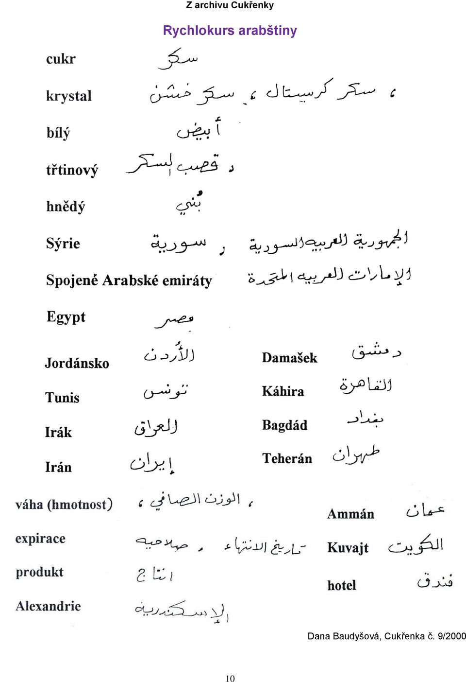 arabštiny Dana