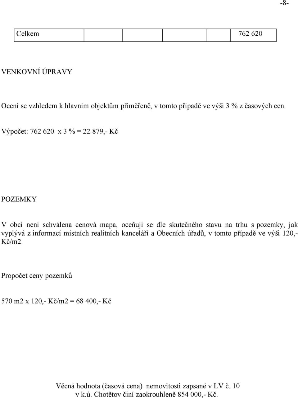 jak vyplývá z informací místních realitních kanceláří a Obecních úřadů, v tomto případě ve výši 120,- Kč/m2.
