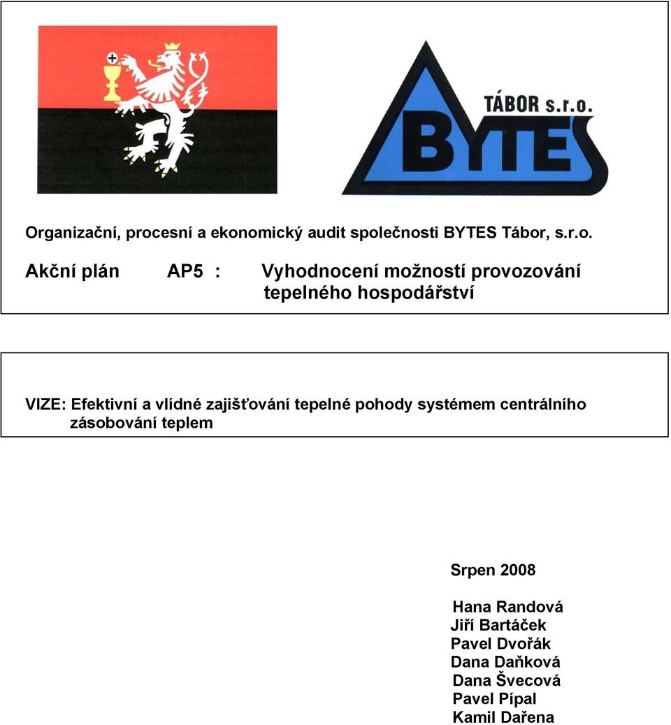 omický audit společnosti BYTES Tábor, s.r.o. Akční plán AP5 : Vyhodnocení možností