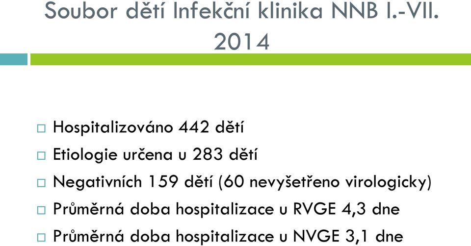 Negativních 159 dětí (60 nevyšetřeno virologicky) Průměrná