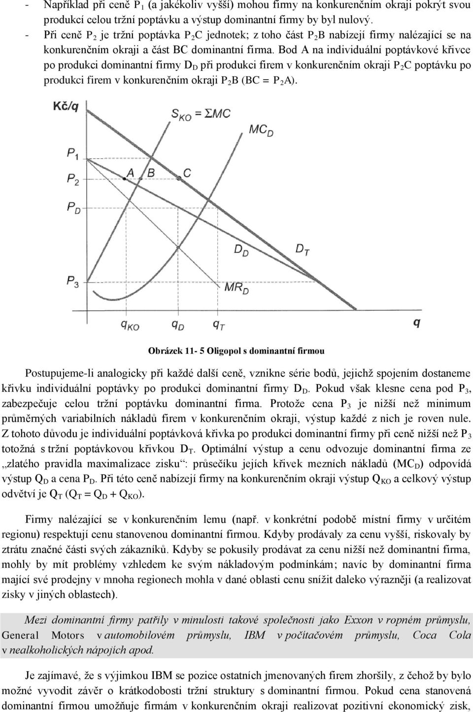 Bod A na individuální poptávkové křivce po produkci dominantní firmy D D při produkci firem v konkurenčním okraji P 2 C poptávku po produkci firem v konkurenčním okraji P 2 B (BC = P 2 A).