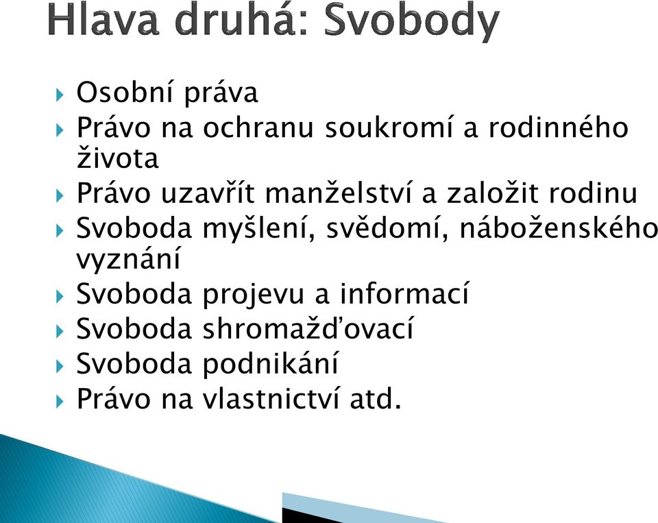 svědomí, náboženského vyznání Svoboda projevu a informací