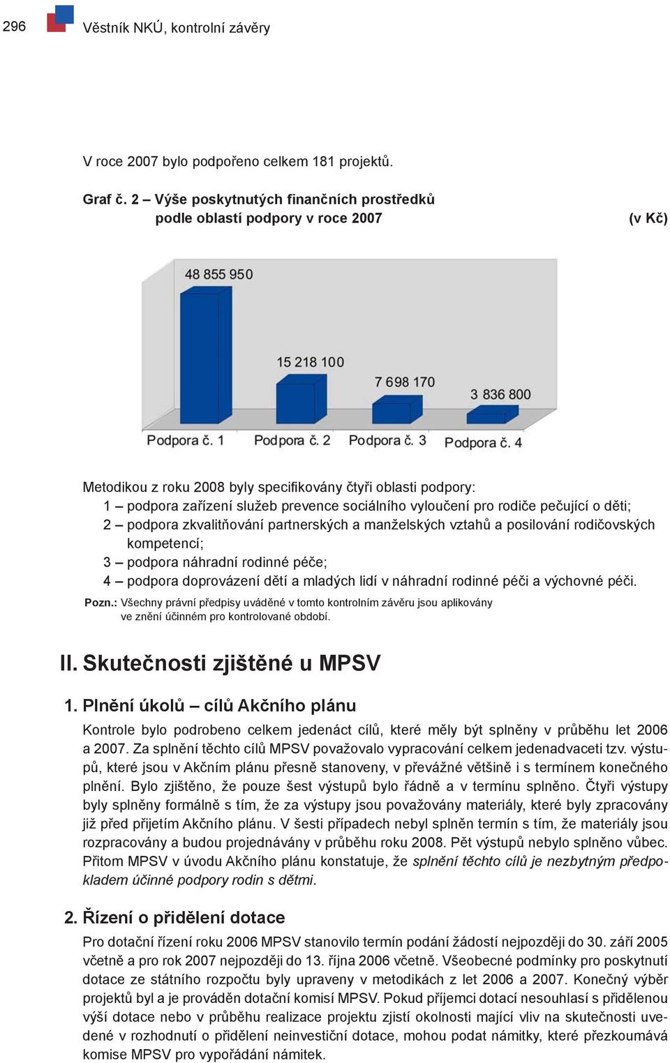 vyloučení pro rodiče pečující o děti; 2 podpora zkvalitňování partnerských a manželských vztahů a posilování rodičovských kompetencí; 3 podpora náhradní rodinné péče; 4 podpora doprovázení dětí a