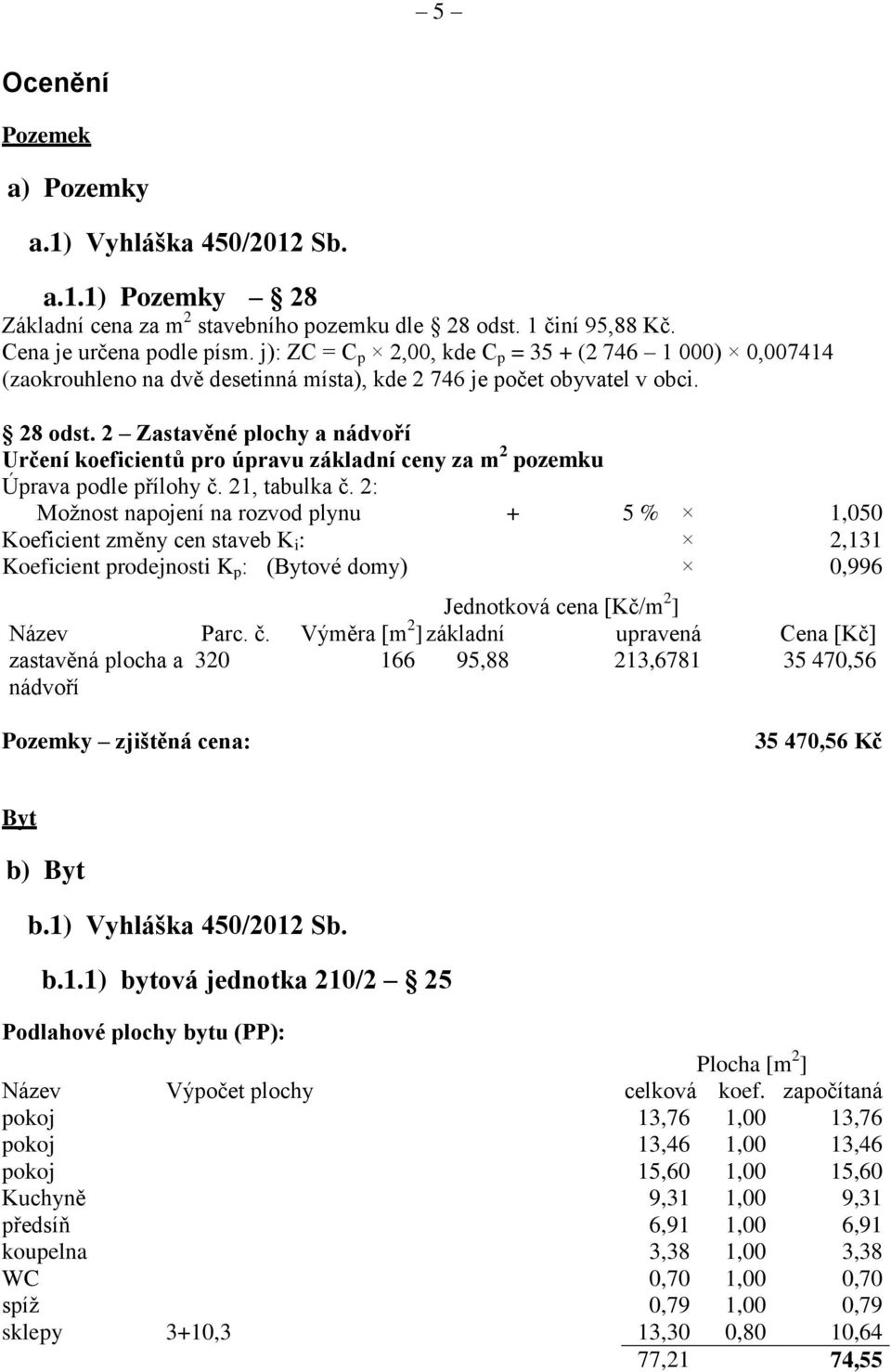 2 Zastavěné plochy a nádvoří Určení koeficientů pro úpravu základní ceny za m 2 pozemku Úprava podle přílohy č. 21, tabulka č.