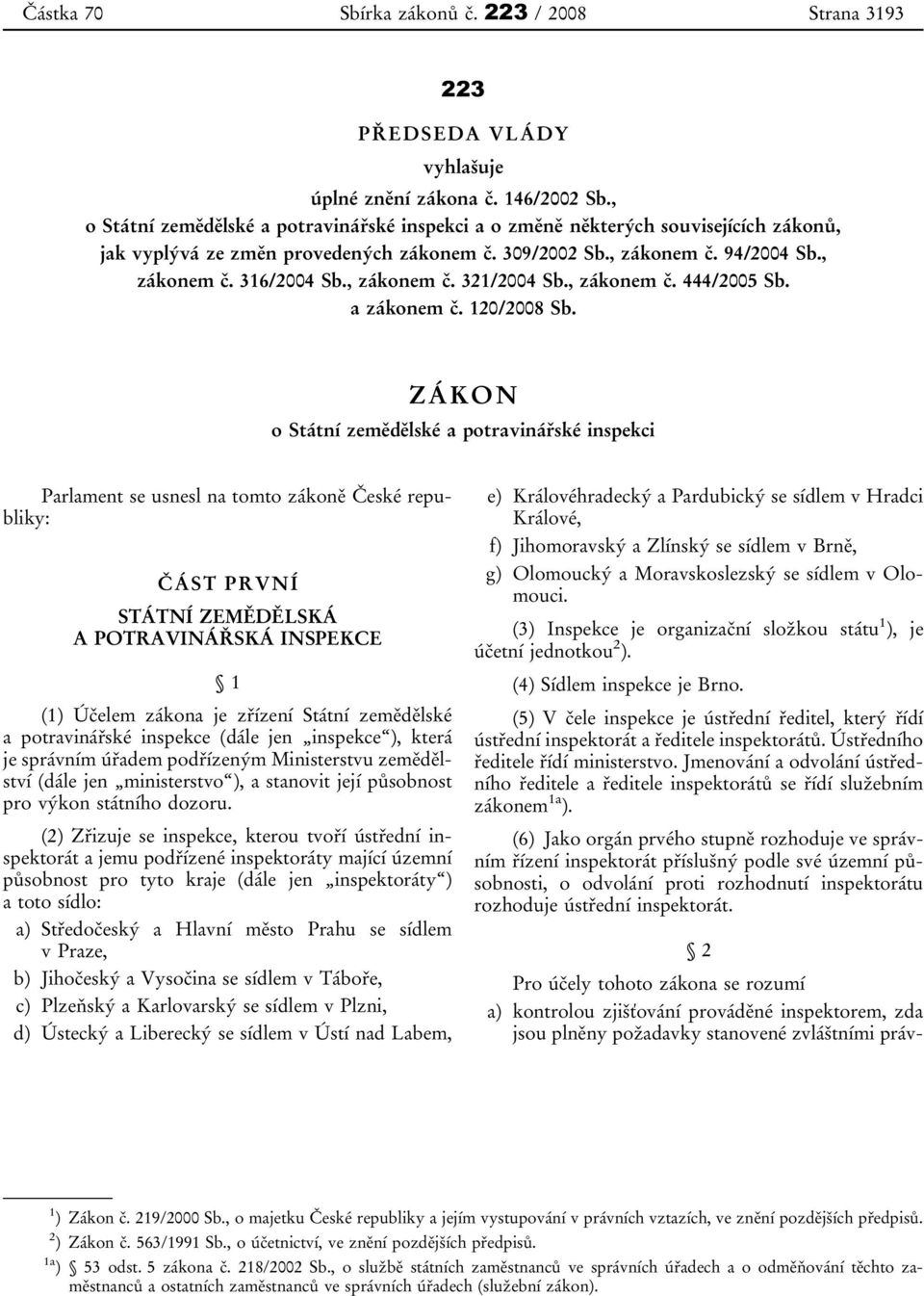 , zákonem č. 321/2004 Sb., zákonem č. 444/2005 Sb. a zákonem č. 120/2008 Sb.