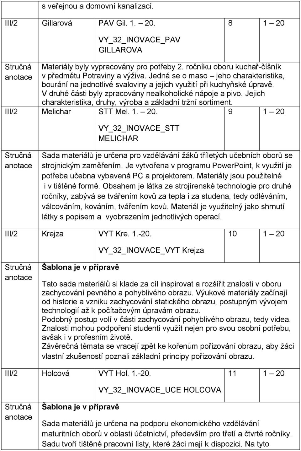 Jejich charakteristika, druhy, výroba a základní tržní sortiment. 9 1 20 III/2 Melichar STT Mel. 1. 20. VY_32_INOVACE_STT MELICHAR Sada materiálů je určena pro vzdělávání žáků tříletých učebních oborů se strojnickým zaměřením.