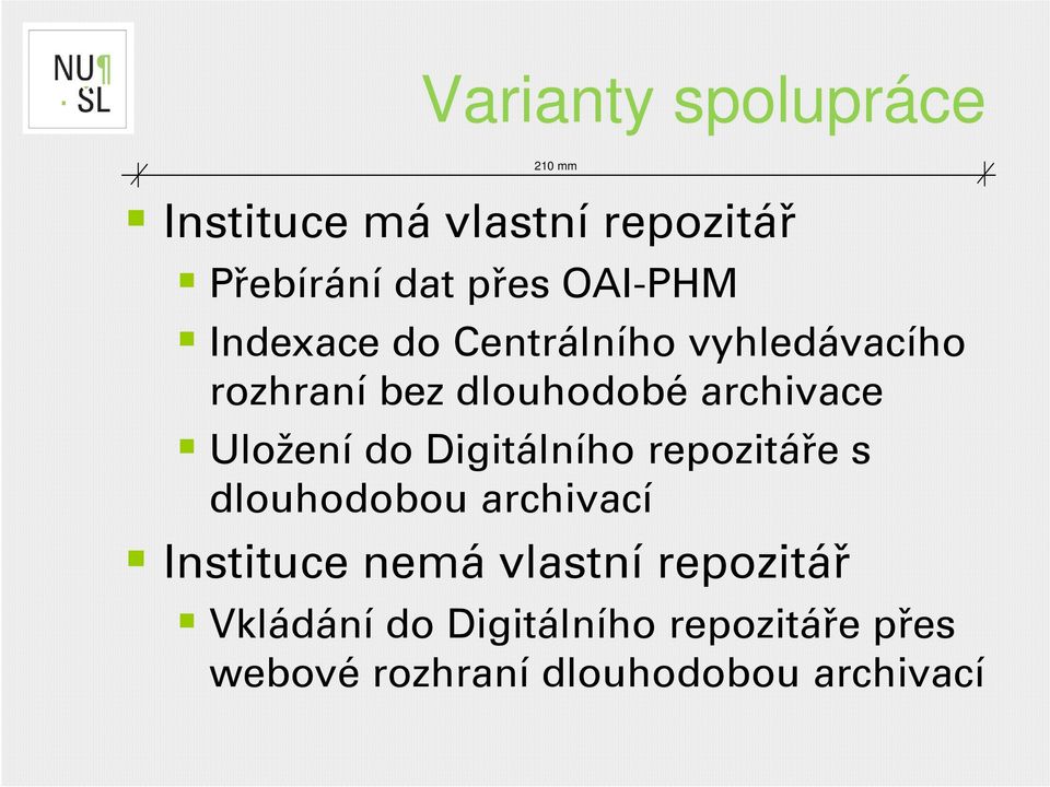 do Digitálního repozitáře s dlouhodobou archivací Instituce nemá vlastní