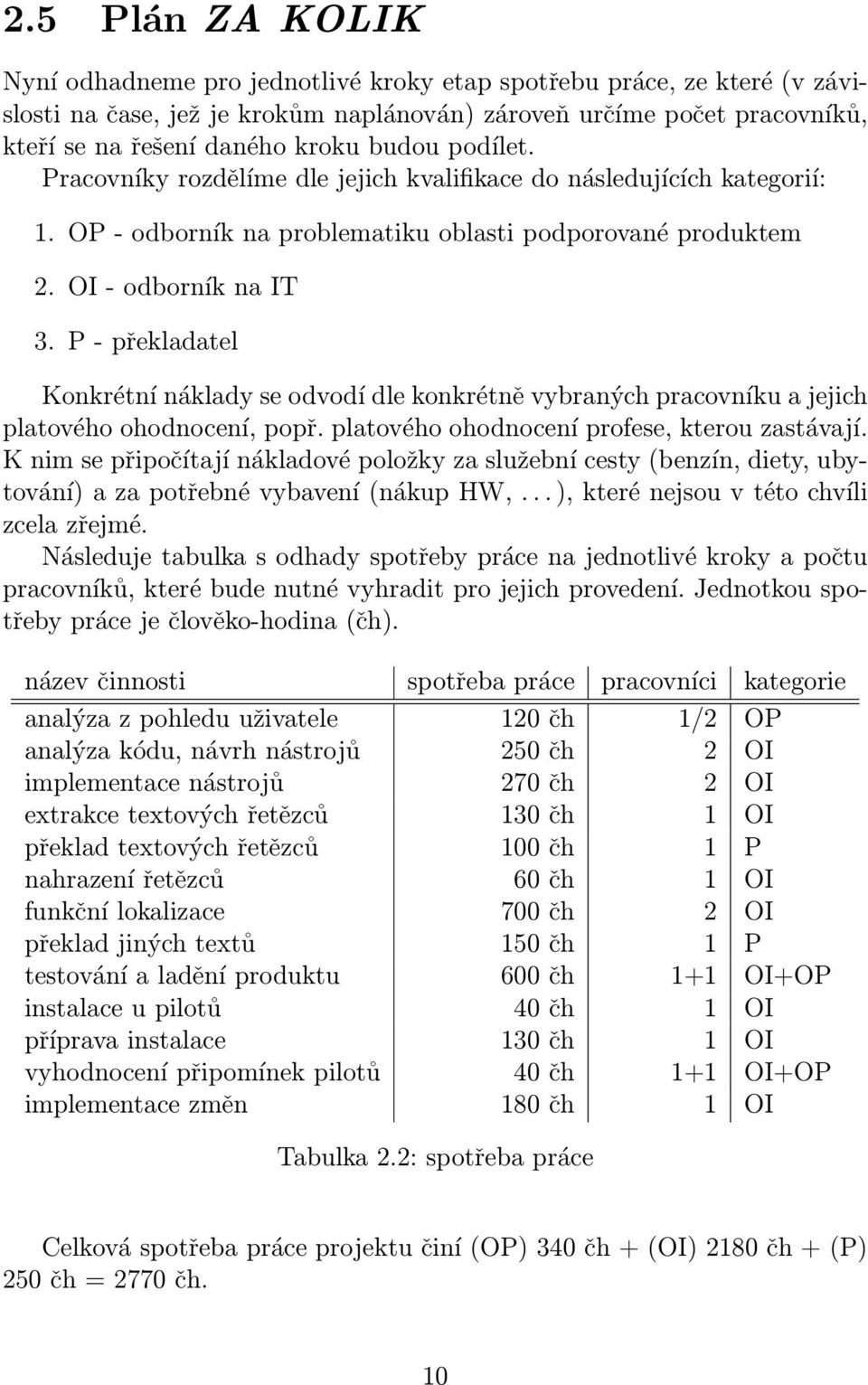 P - překladatel Konkrétní náklady se odvodí dle konkrétně vybraných pracovníku a jejich platového ohodnocení, popř. platového ohodnocení profese, kterou zastávají.