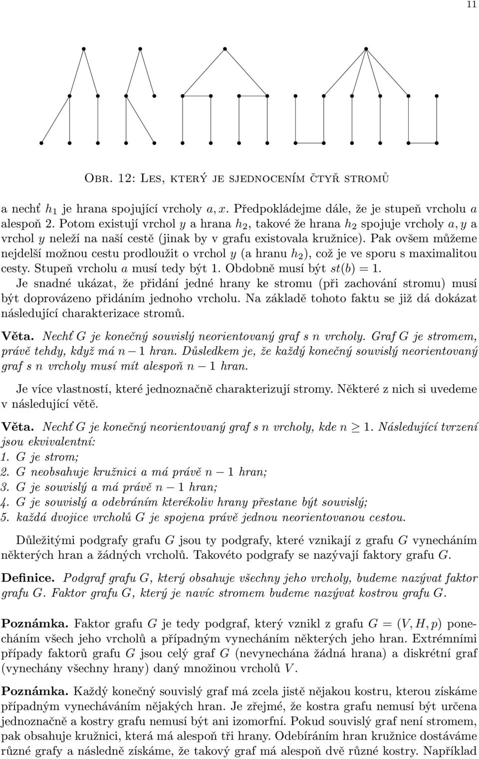 Pk ovšem můžeme nejdelší možnou etu prodloužit o vrhol y ( hrnu h ), ož je ve poru mximlitou ety. Stupeň vrholu muí tedy ýt. Odoně muí ýt t() =.