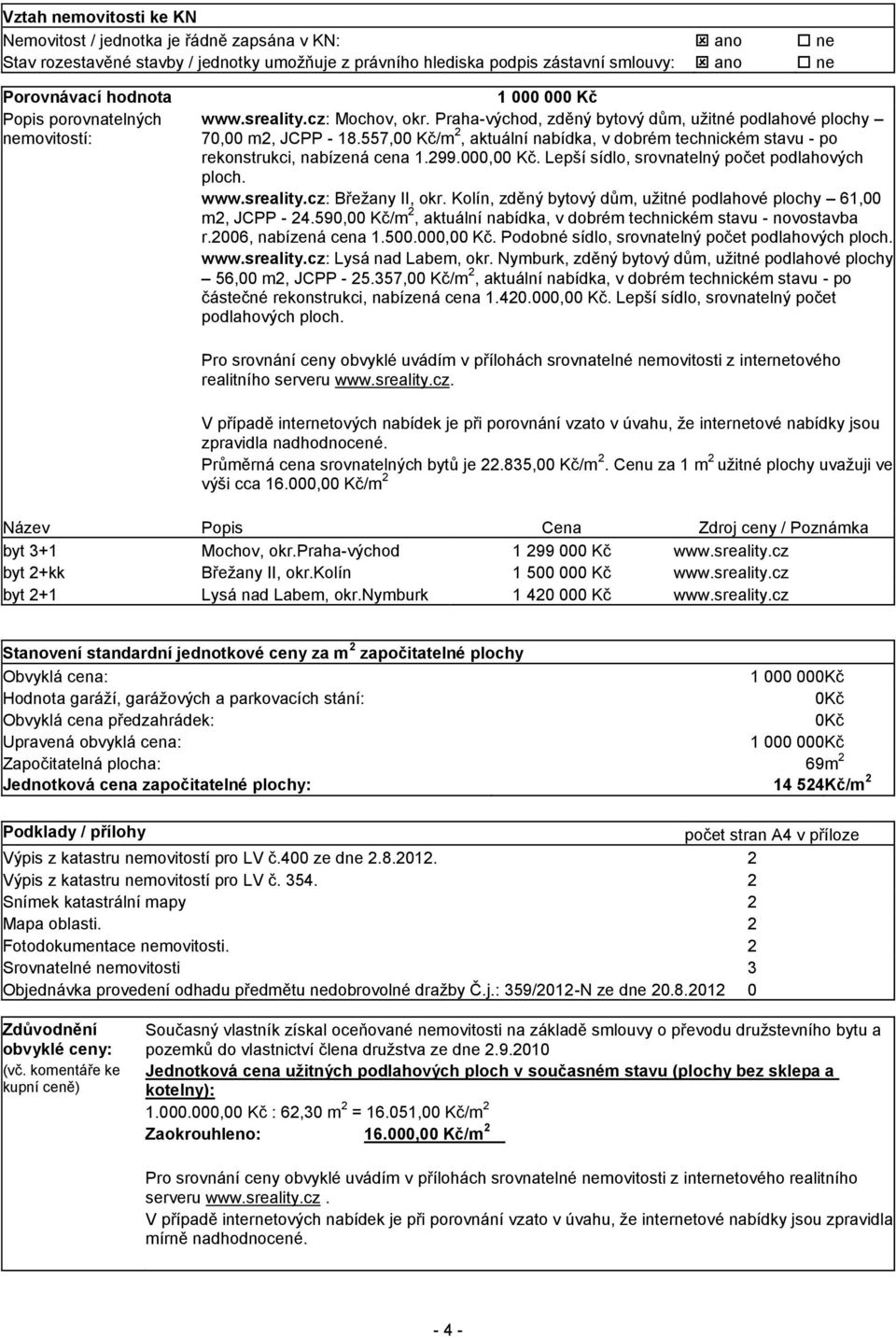 557,00 Kč/m 2, aktuální nabídka, v dobrém technickém stavu - po rekonstrukci, nabízená cena 1.299.000,00 Kč. Lepší sídlo, srovnatelný počet podlahových ploch. www.sreality.cz: Břežany II, okr.