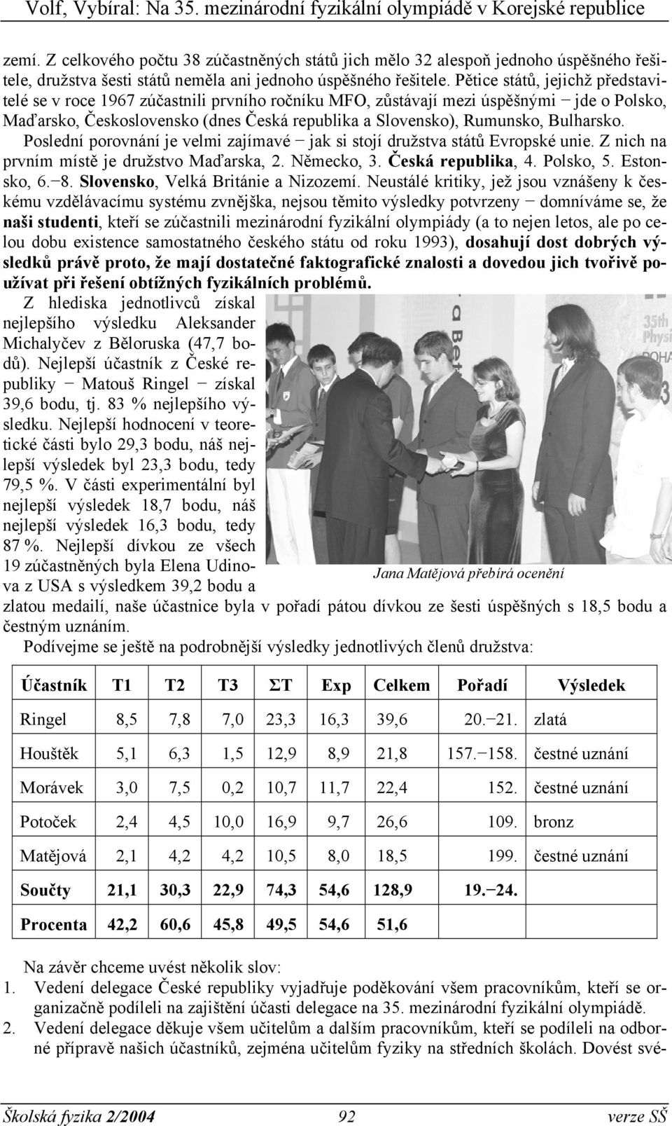 Bulharsko. Poslední porovnání je velmi zajímavé jak si stojí družstva států Evropské unie. Z nich na prvním místě je družstvo Maďarska, 2. Německo, 3. Česká republika, 4. Polsko, 5. Estonsko, 6. 8.