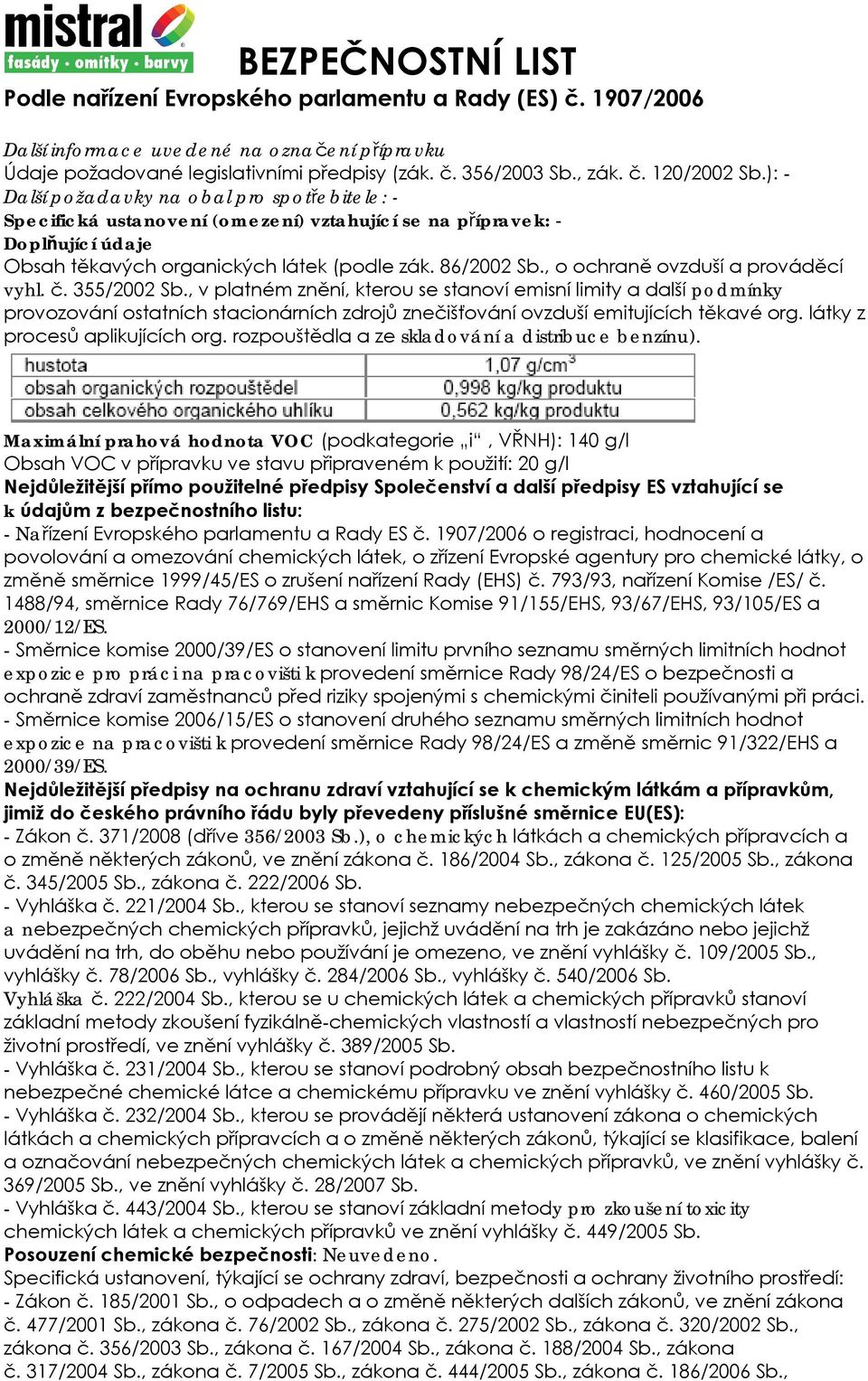, o ochraně ovzduší a prováděcí vyhl. č. 355/2002 Sb.